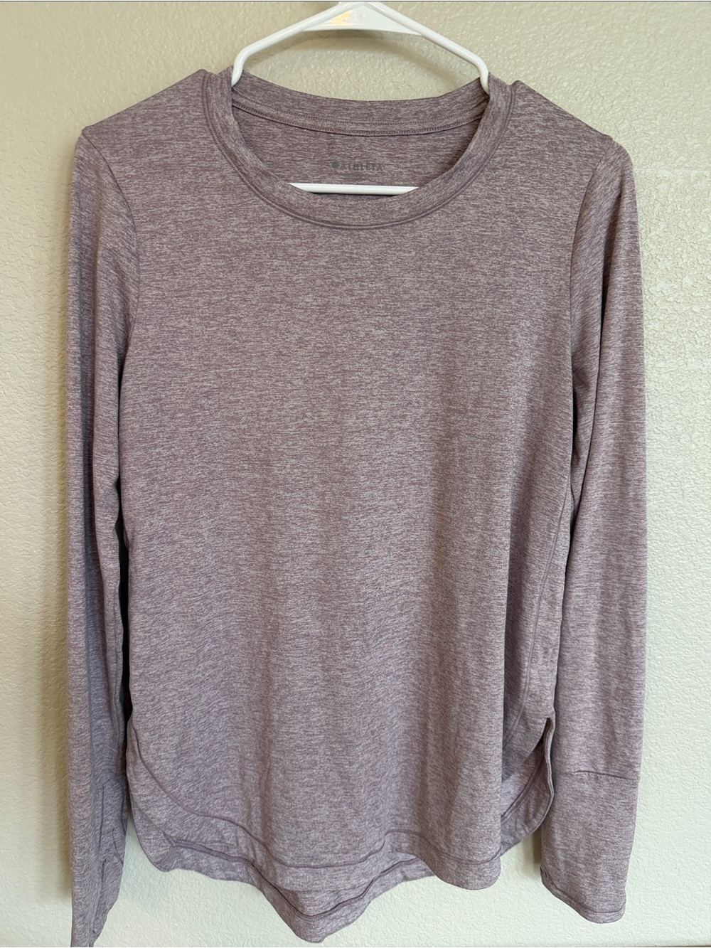 Athleta Uptempo Long Sleeve Top Heathered Quartz Purple Size S EUC
